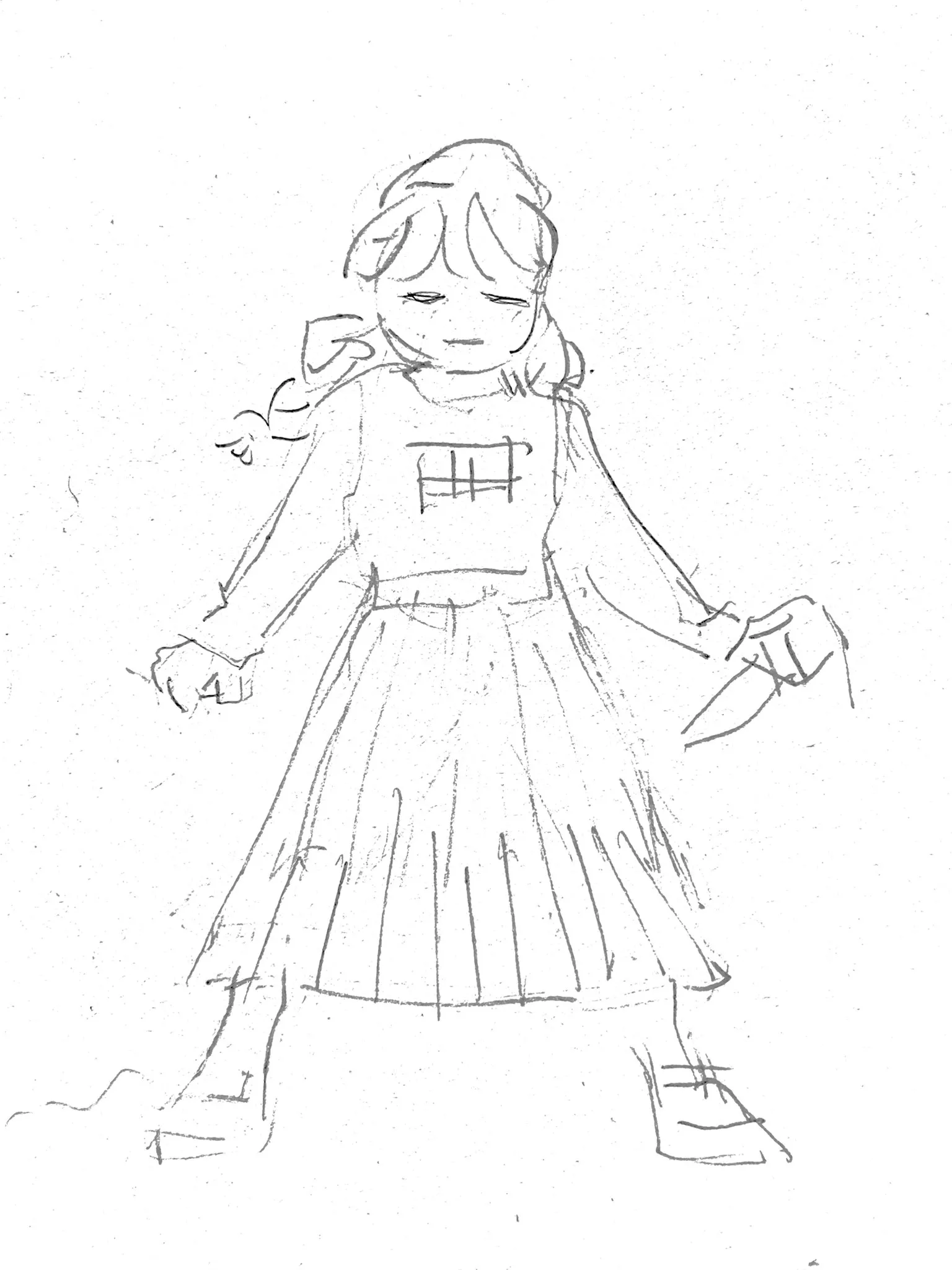 madotsuki from yume nikki facing the viewer with a broad stance and holding a knife