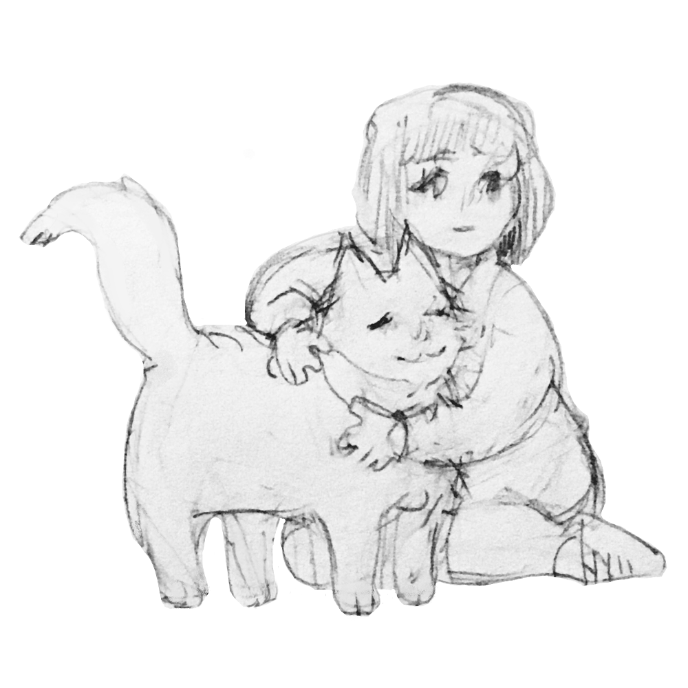 a girl on her knees hugging a fat cat